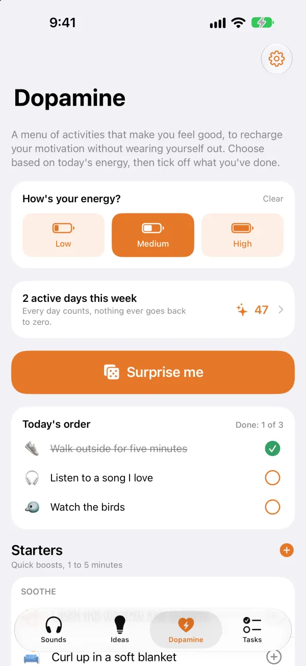 Neurodiv Kit: Your dopamine menu, sorted by today's energy